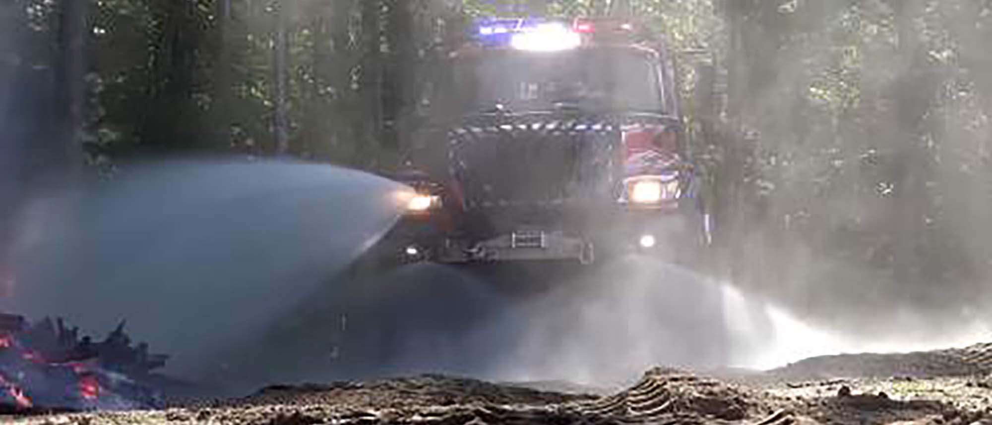 Thermite spraying water in woods