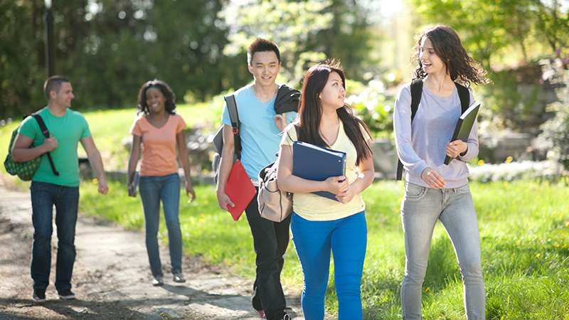 Students walking on campus